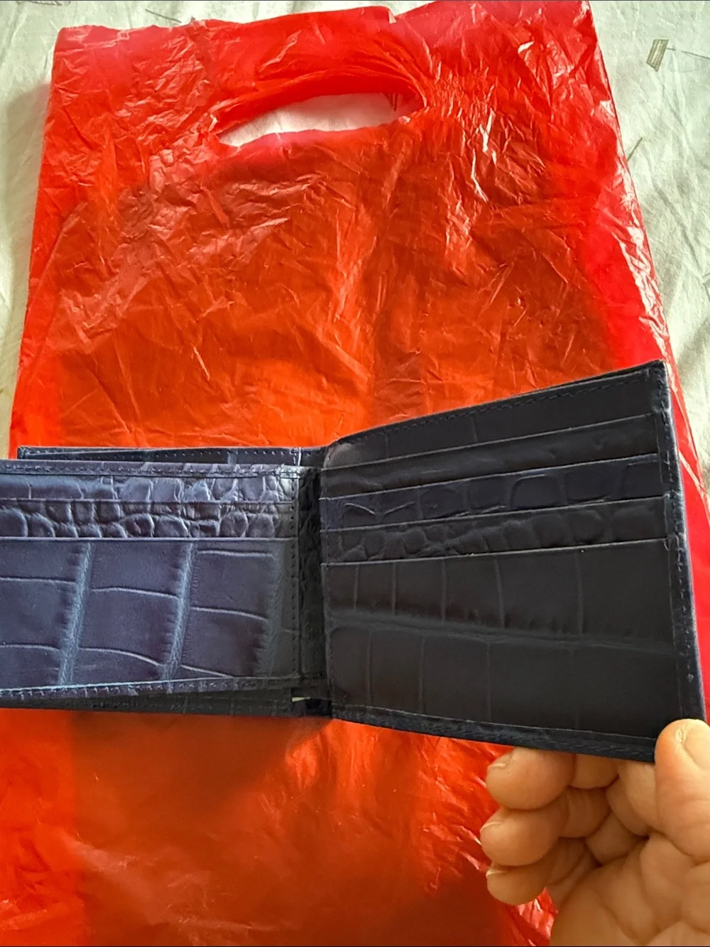 Men's blue Croc-Embossed Leather Wallet